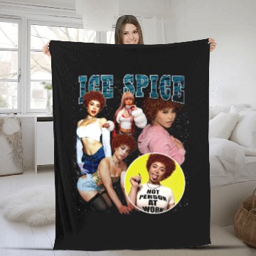 Discover Vintage 90s Ice Spice Rapper Fleece Blankets