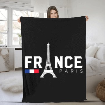 Discover Paris Eifel Tower French Flag Fleece Blankets