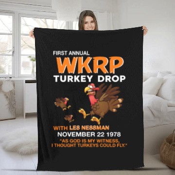 Discover Thankgiving First Annual WKRP Turkey drop with les Fleece Blankets