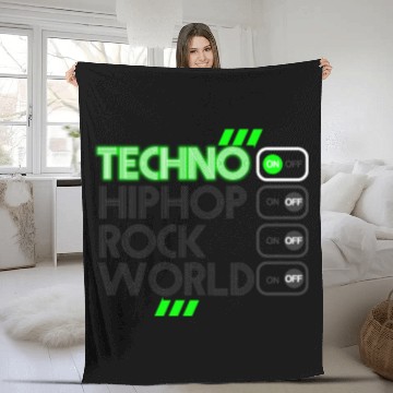 Discover Techno ON Fleece Blankets