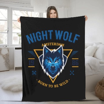 Discover Night Wolf Fleece Blankets