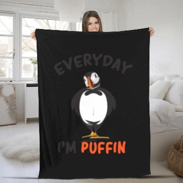 Discover Puffin Iceland parrot diver bird north gift Fleece Blankets