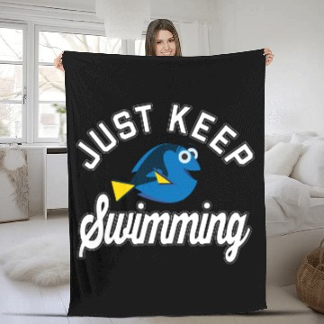 Discover Finding Dory Keep Swimming Quote Fleece Blankets