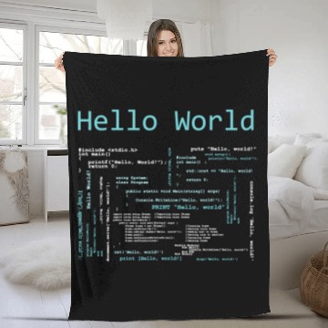 Discover Hello World Computer Programming Languages Fleece Blankets