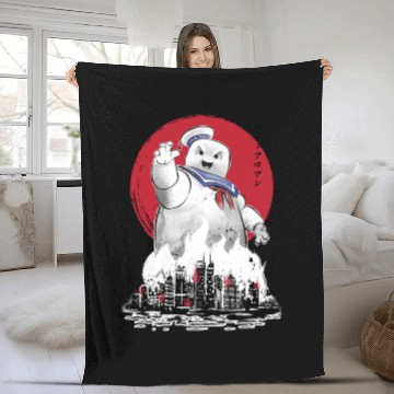 Discover Marshmallow man sumi-e - Ghostbusters - Fleece Blankets