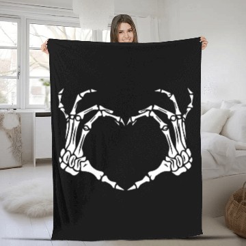Discover Skeleton Hand Heart Sign Bones Costume Fleece Blankets