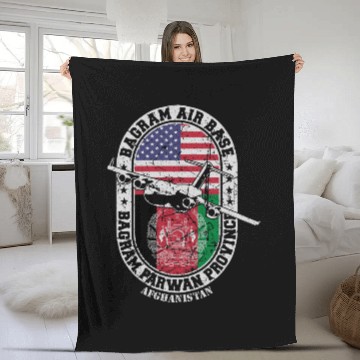 Discover Bagram Air Base Airfield USAF Afghanistan Fleece Blankets