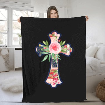 Discover Floral Patchwork Cross Premium Fleece Blankets