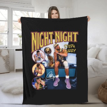 Discover Night Night Steph Curry Signatue Printed Black Unisex Fleece Blankets