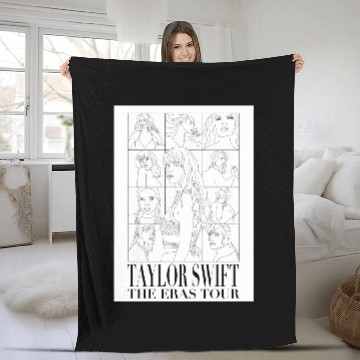 Discover Eras Tour T Drawing Black And White 1572 Fleece Blankets