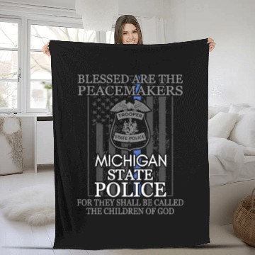 Discover Michigan State Police Support Michigan State Trooper Fleece Blankets