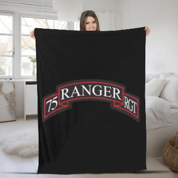Discover 75th Ranger Regiment Scroll Fleece Blankets