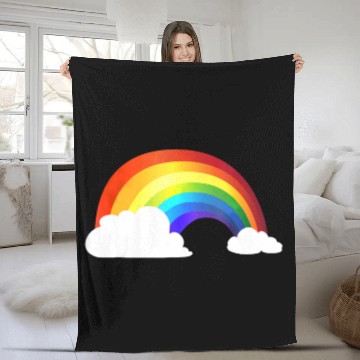 Discover Rainbow Fleece Blankets - Shiny Rainbow in the Clouds