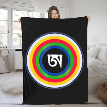 Discover Dzogchen Tibetan Letter A Symbol Buddhism Fleece Blankets