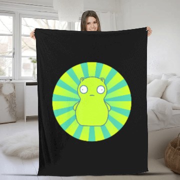 Discover bobs burgers kuchi kopi lime green hypno wheel Fleece Blankets
