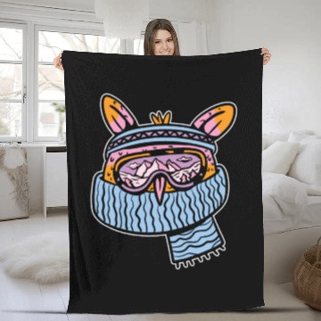 Discover Owl skiing ski snowboard slope Fleece Blankets