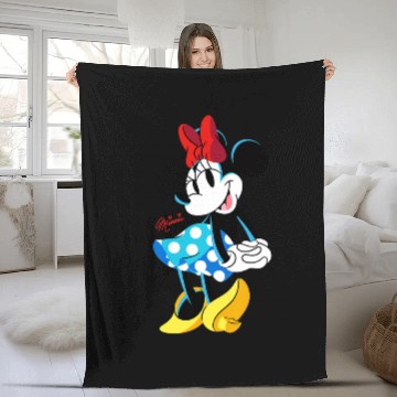 Discover Disney Minnie Mouse Polka-Dot Skirt Cute Retro  Pose Fleece Blankets