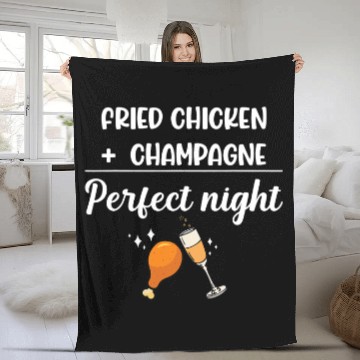 Discover Chicken Poultry Funny Fried Chicken  Champagne Perfect Night Fleece Blankets