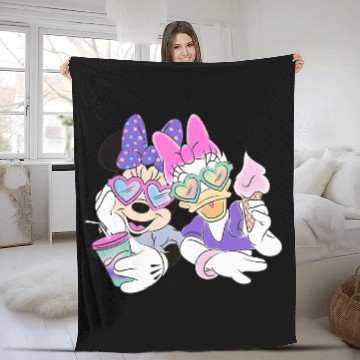 Discover Disney Minnie Mouse and Daisy Blue Small Hawaiians Fleece Blankets