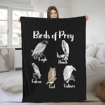 Discover Cute Owl Birds of Prey Eagle Hawk Falcon Owl Vulture Fleece Blankets