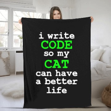 Discover Cat Paws Code Coding Computer Science Cat Gift Fleece Blankets