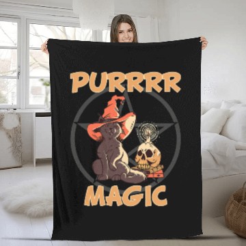 Discover black cats Paws Purrr Magic Cat Witch Pentagram Witchcraft Moon Wicca Fleece Blankets