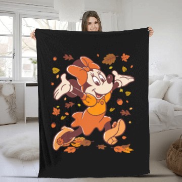 Discover Disney Minnie Mouse Strolling Through Autumn Leaves Fall Baseball Tees Fleece Blankets