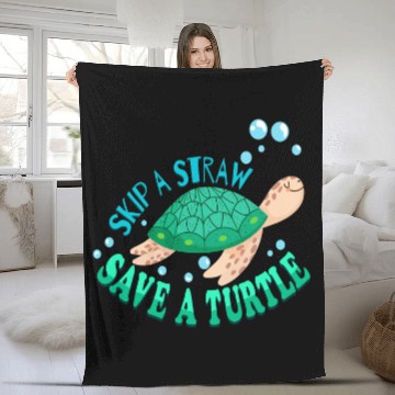 Discover KV9 Turtle Environment Earth Day 2Skip A Straw Save A Turtle Fleece Blankets