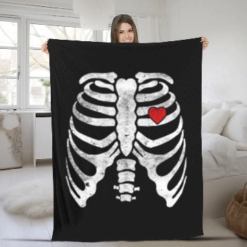 Discover Skeleton Heart Rib Cage Fleece Blankets