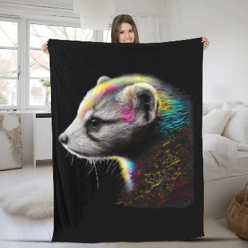 Discover Ferret Gift Mom Dad Mustela Nigripes 3 Fleece Blankets