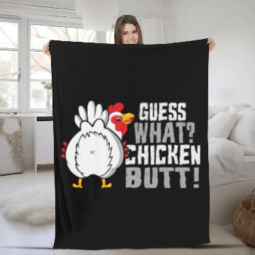 Discover Chicken Poultry What Chicken Butt Puns Joke Humour Fleece Blankets