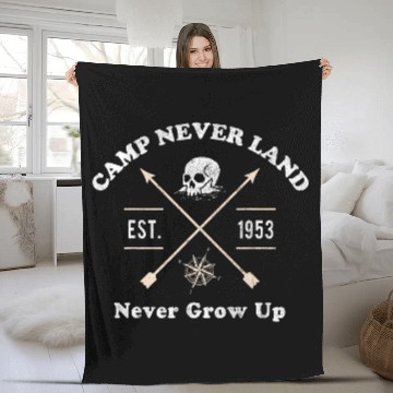 Discover Disney Peter Pan Camp Never Land Est. 1953 Never Grow Up Fleece Blankets