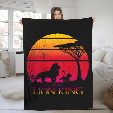 Discover Disney The Lion King Simba Mufasa Silhouettes Distressed Hawaiians Fleece Blankets
