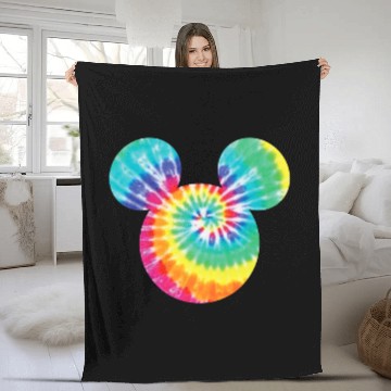 Discover Disney Mickey Mouse Icon Rainbow Tie-Dye Short Sleeve Zip Fleece Blankets
