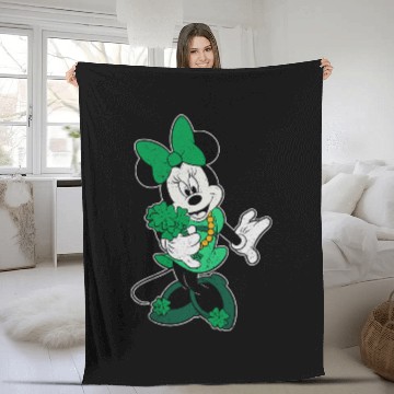 Discover Disney Retro Shamrock Minnie Mouse St. Patricks Day Hawaiians Fleece Blankets