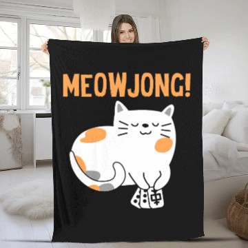 Discover black cats Paws Mahjong Cat Player Board Game MahJongg China Solitaire Fleece Blankets