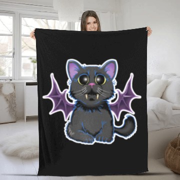Discover black cats Paws Cute Bat Wing Cat Vampire Funny Halloween Costume DOTD 43 Fleece Blankets