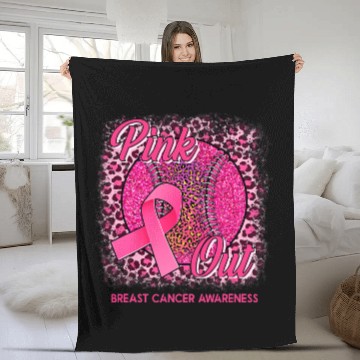 Discover Baseball Gift Leopard Pink Out Baseball Tackle Breast Cancer Awareness 3 Fleece Blankets