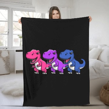 Discover Dinosaur Dino Bisexual Pride Colors Bi Pride Dinosaurs TRex Fleece Blankets