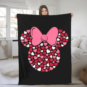 Discover Disney Minnie Mouse Icon Pink Hearts Valentines Baseball Tees Fleece Blankets