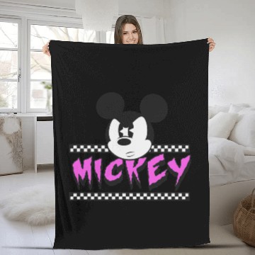 Discover Disney Mickey And Friends Retro Checkerboard Punk Mickey Fleece Blankets