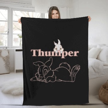 Discover Disney Bambi Thumper Peach Outline Baseball Tees Fleece Blankets