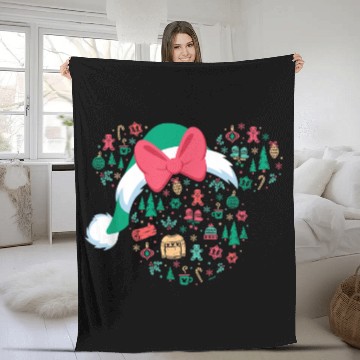 Discover Disney Minnie Mouse Head Icon Christmas Holiday Baseball Tees Fleece Blankets