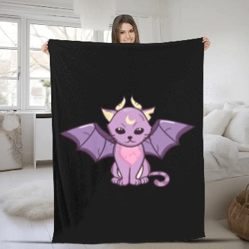 Discover Cat Paws goth kawaii cat bat wings cute outfit Fleece Blankets