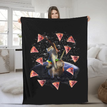 Discover black cats Paws Space Galaxy Cat Riding capybaras Pizza Fleece Blankets