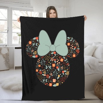 Discover Disney Minnie Mouse Spring Head Icon with Bow Springtime Hawaiians Fleece Blankets