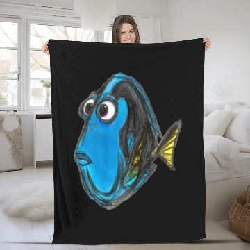 Discover Disneyss Pixars Finding Nemo Dory Blue Fish Sketch Portrait Fleece Blankets