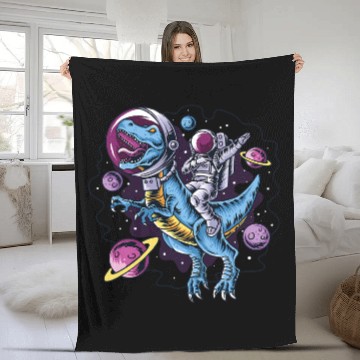 Discover Dinosaur Dino Astronaut Riding TRex Dinosaur Astro TRex Space Gift Fleece Blankets