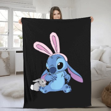 Discover Disney Stitch with Easter Bunny Fleece Blankets