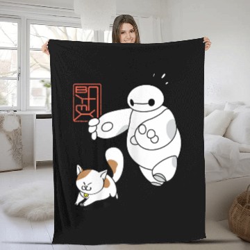 Discover Disney Big Hero 6 Baymax Chasing Mochi Cute Shot Fleece Blankets